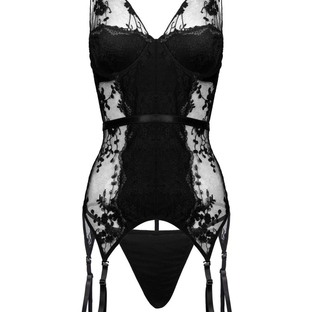 Sexy Lace Embroidered Mesh Bodysuit