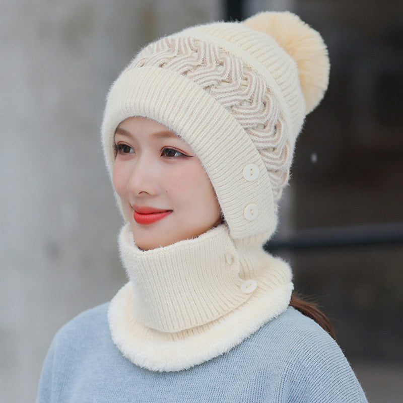 Plus Velvet Bib One-piece Hat