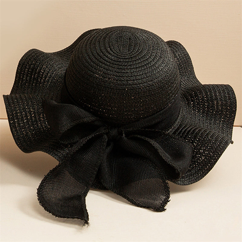 European And American Outdoor Breathable Sun Shade Straw Hat With Bow