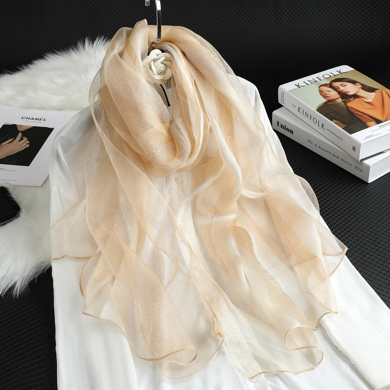 All-match Striped Silk Scarf