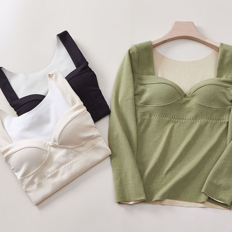 Seamless Thermal Underwear With Chest Pad