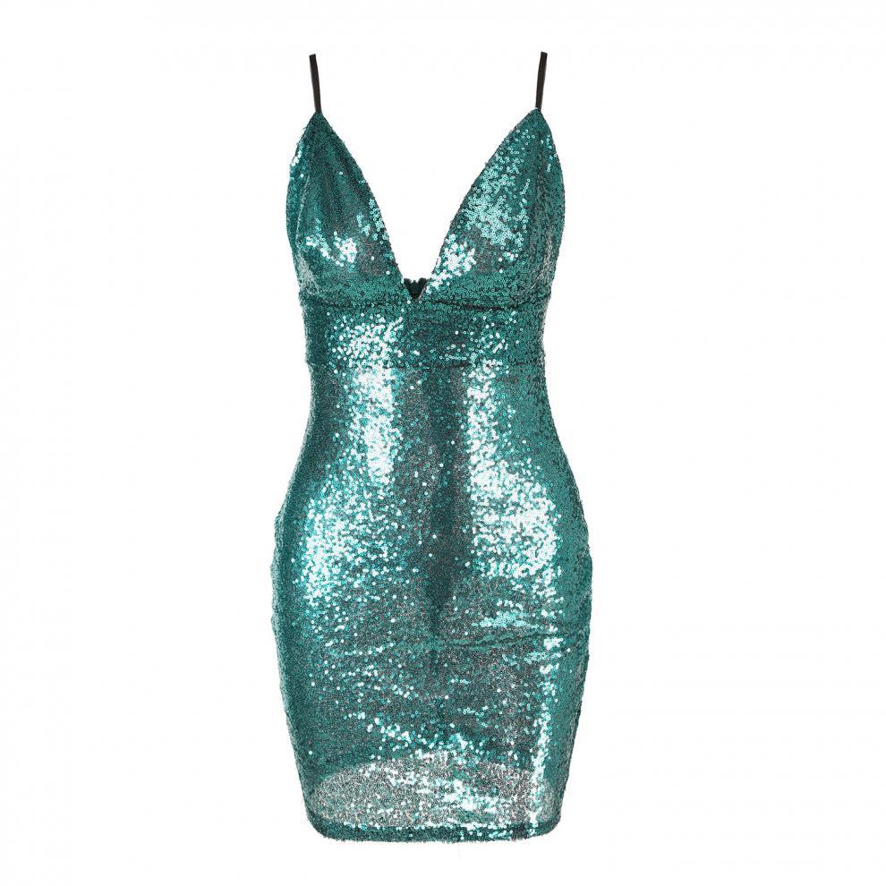 Sexy suspender sequin dress