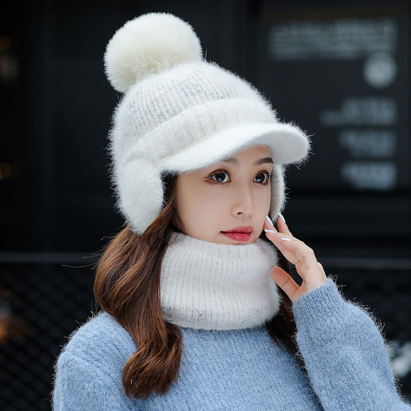 One-piece  Knitted Scarf Hat Warm Cap For Ear and Face Protection