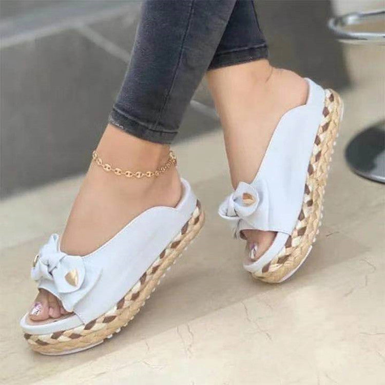 Platform Casual Bow Slippers