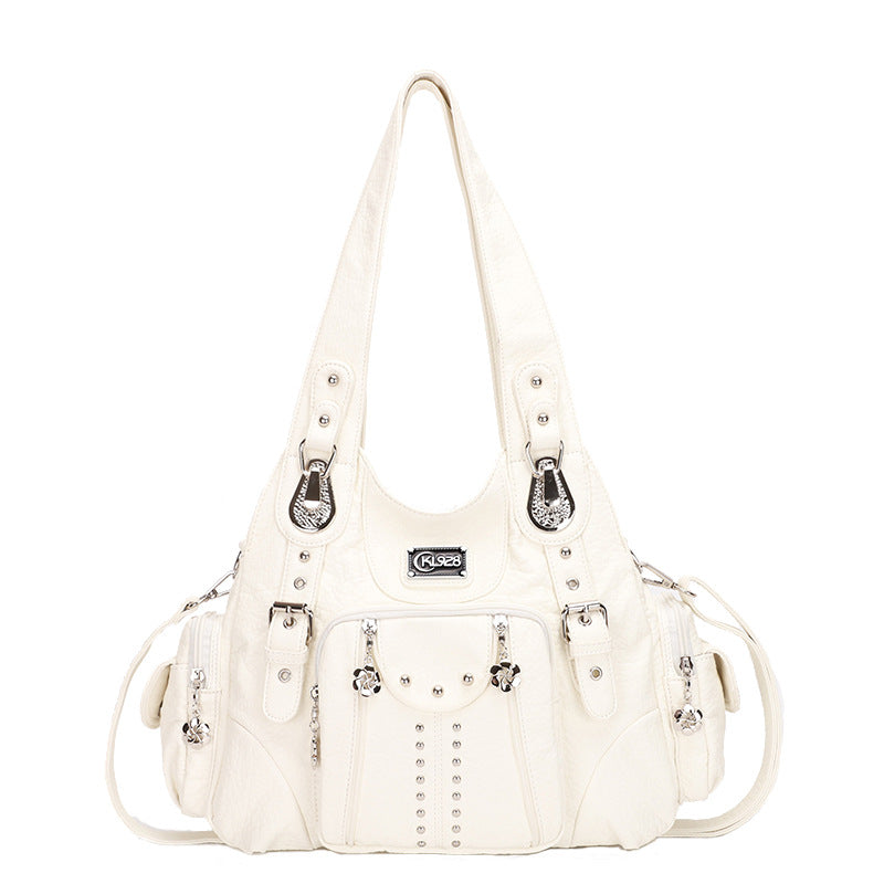 Fashion Large-Capacity Washing PU Shoulder Bag Handbag