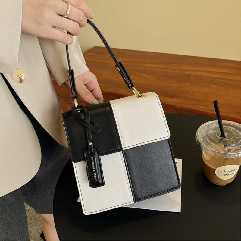 Fashion Cross-Contrast Color Handbag Shoulder Bag