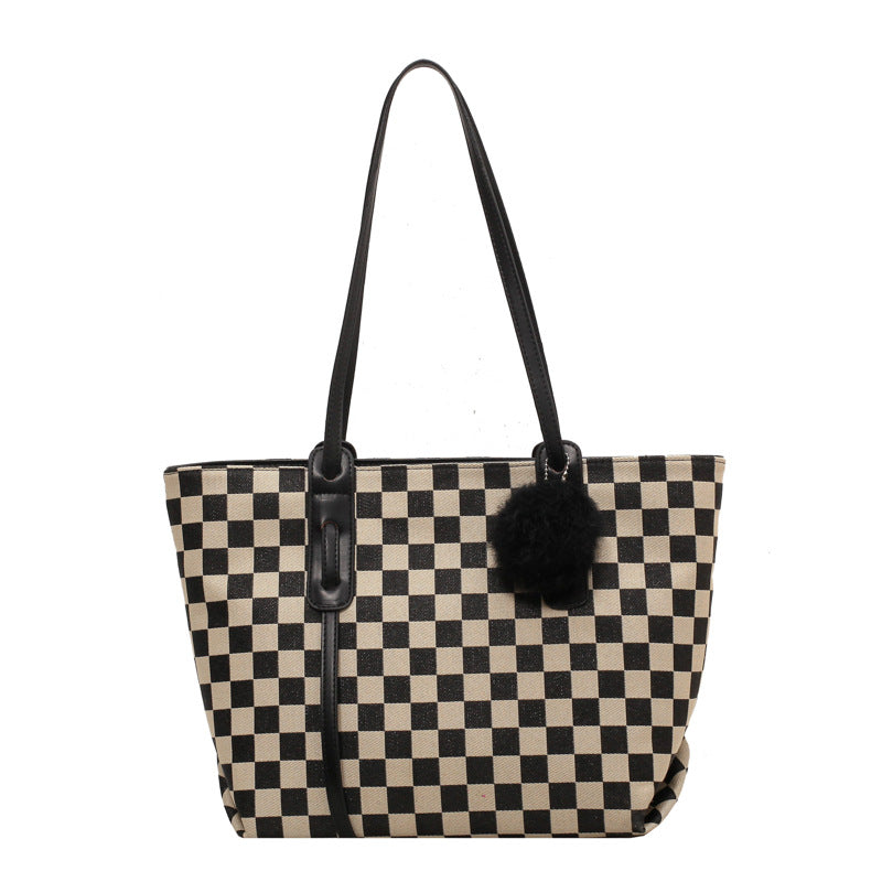 Casual Check Handbag Shoulder Bag Extra Large For Work and Daily