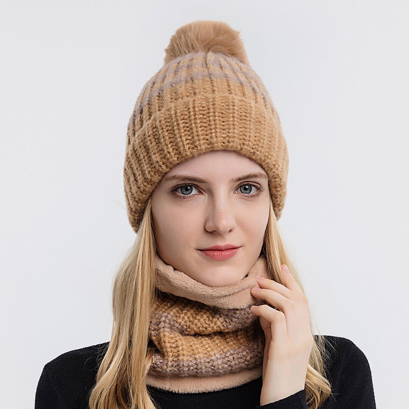 Fashion Parent-child Knit Scarf Hat Set For Cold Weather