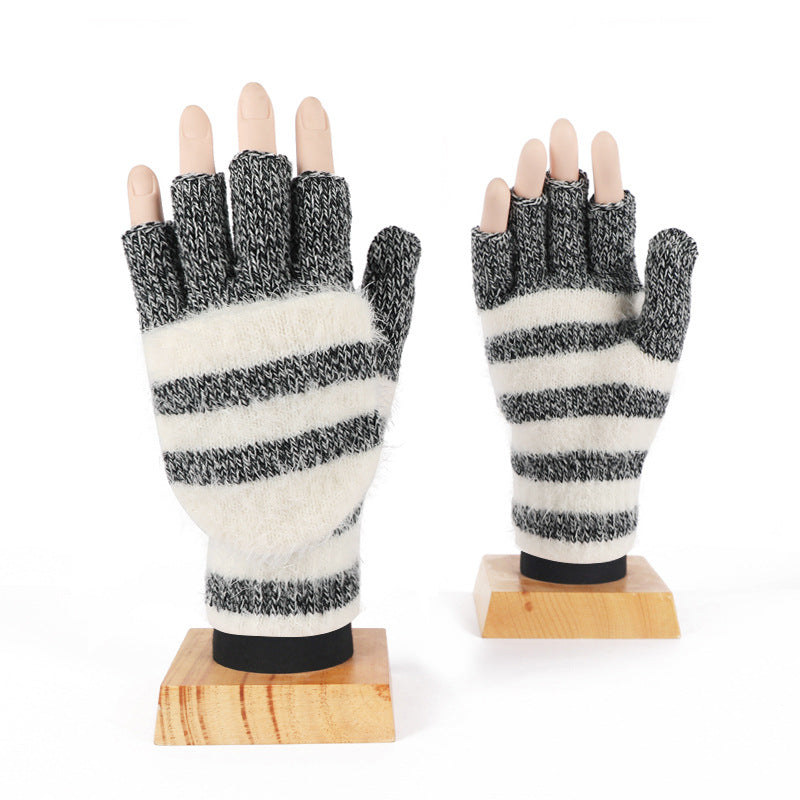 Knit Clamshell Half Finger Warm Gloves