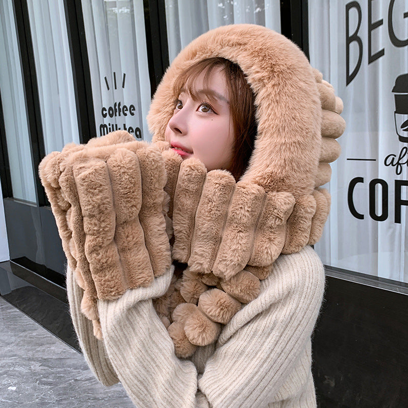 Winter Warm 3 PCS Hat Scarf Gloves Suit