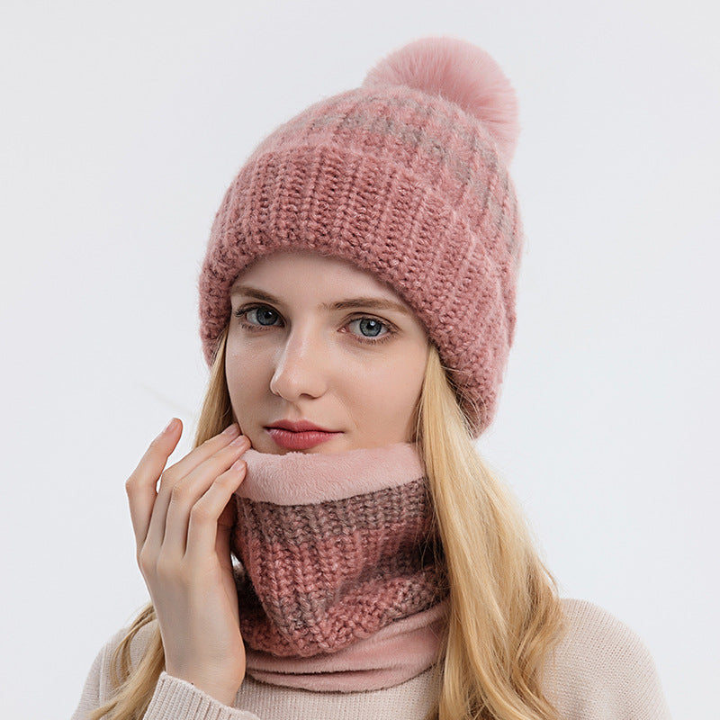 Fashion Parent-child Knit Scarf Hat Set For Cold Weather