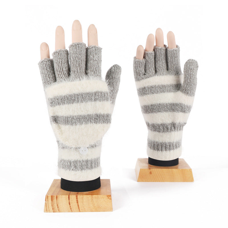 Knit Clamshell Half Finger Warm Gloves