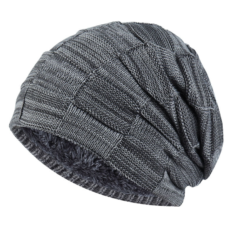 Winter Men Thick Plaid Knitted Hat