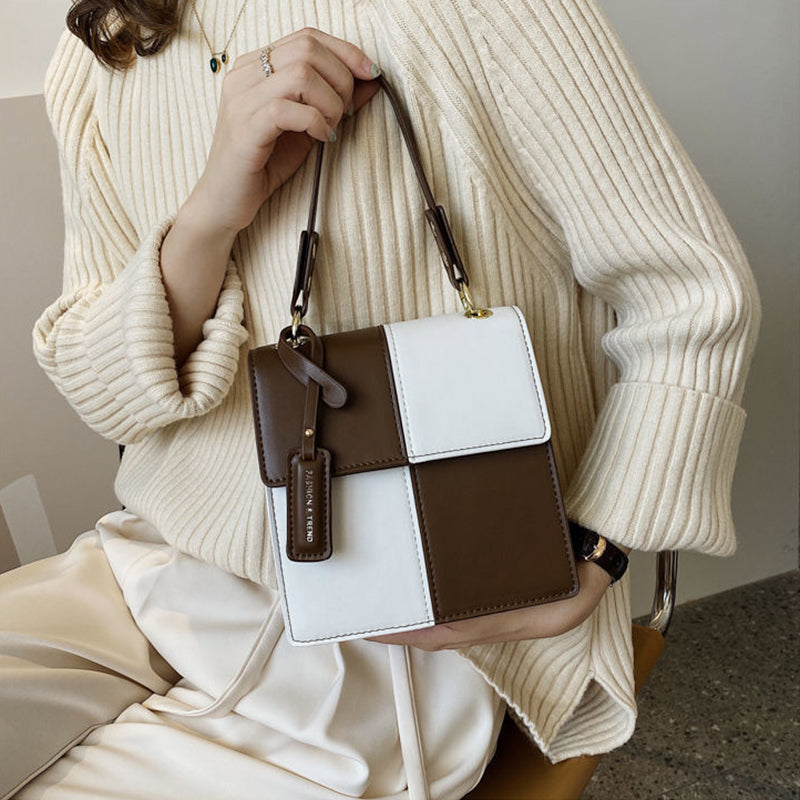 Fashion Cross-Contrast Color Handbag Shoulder Bag