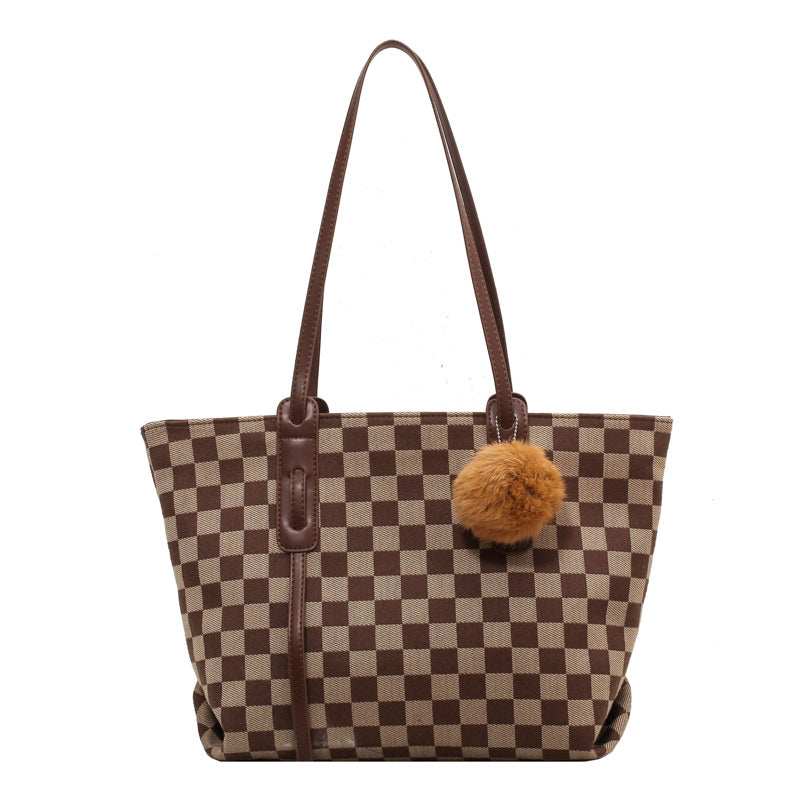 Casual Check Handbag Shoulder Bag Extra Large For Work and Daily