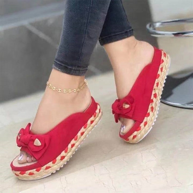Platform Casual Bow Slippers
