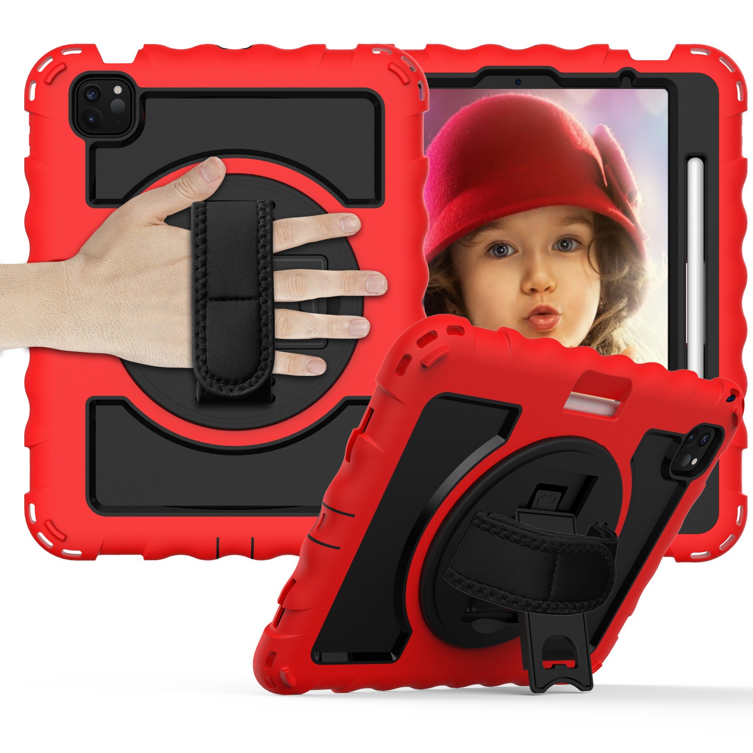 360°Hand-Held Rotating Silicone Anti-Drop Protective Cover For IPad Air4\IPad Por