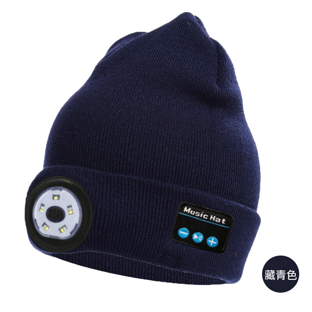 LED Lamp Knitted Hat Bluetooth 5.0 Wireless Headset Hat
