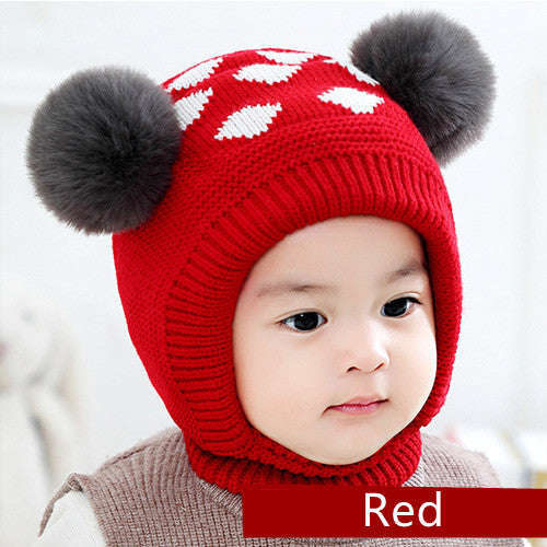 Winter Warm Ear Protection One-piece Knitted Hat For Baby