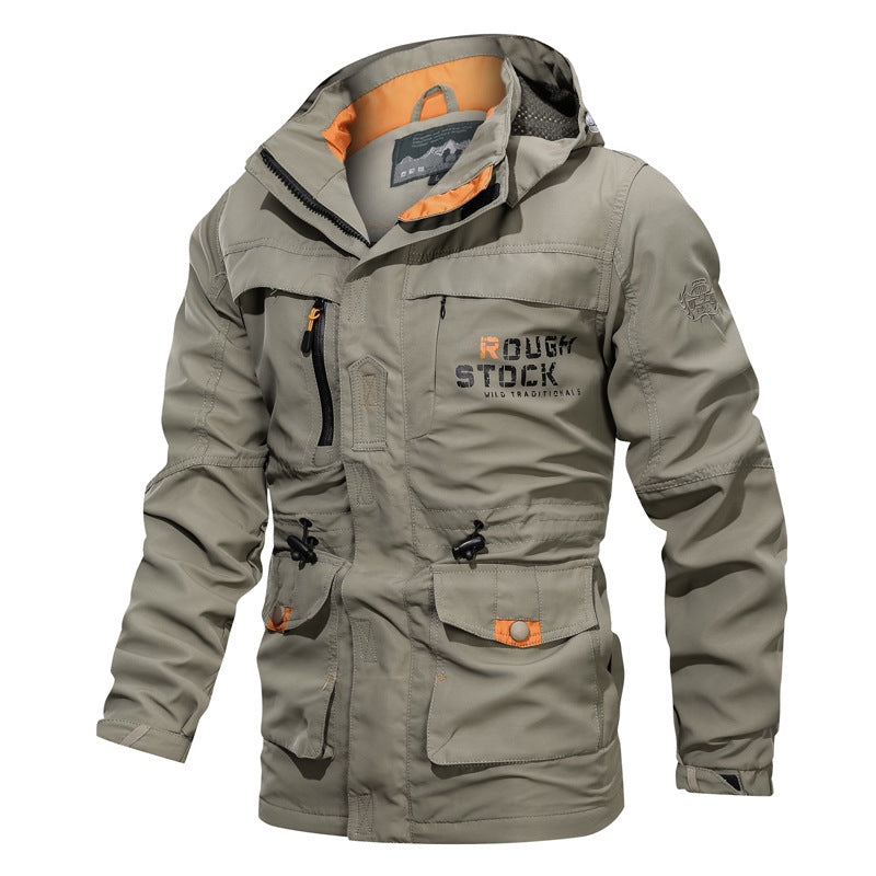 Men Windproof And Rainproof Multi-Pocket Jacket For Outdoor