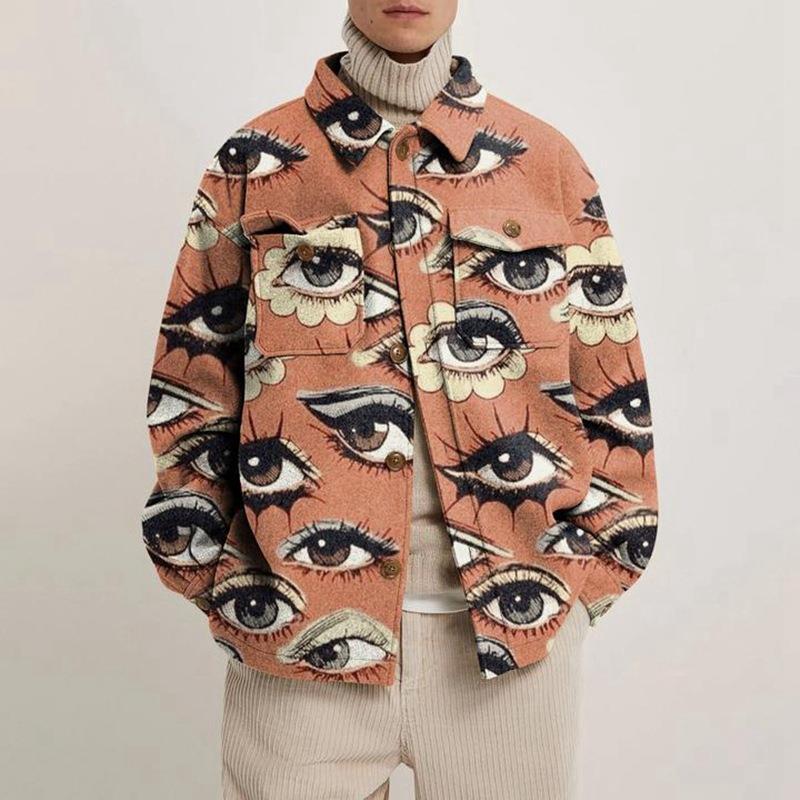 Spring Men's Fashion Three-dimensional Patch Pocket Printed Jacket