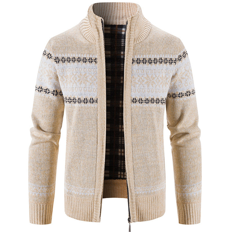 Winter Loose Print Zipped Cardigan Jacket