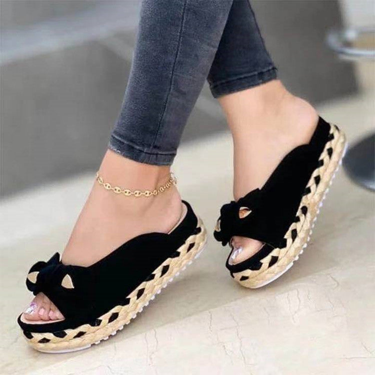 Platform Casual Bow Slippers