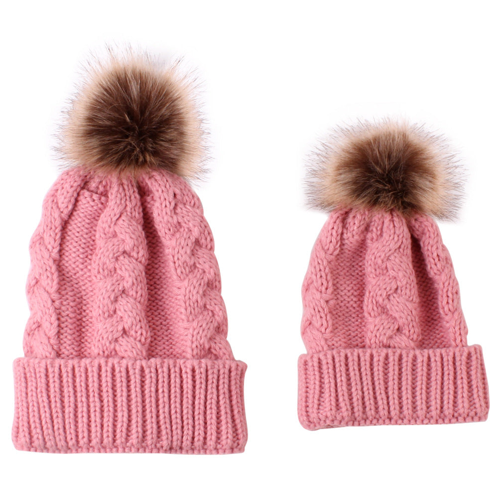 2PCS Winter Fashion Parent-child Knit Hat