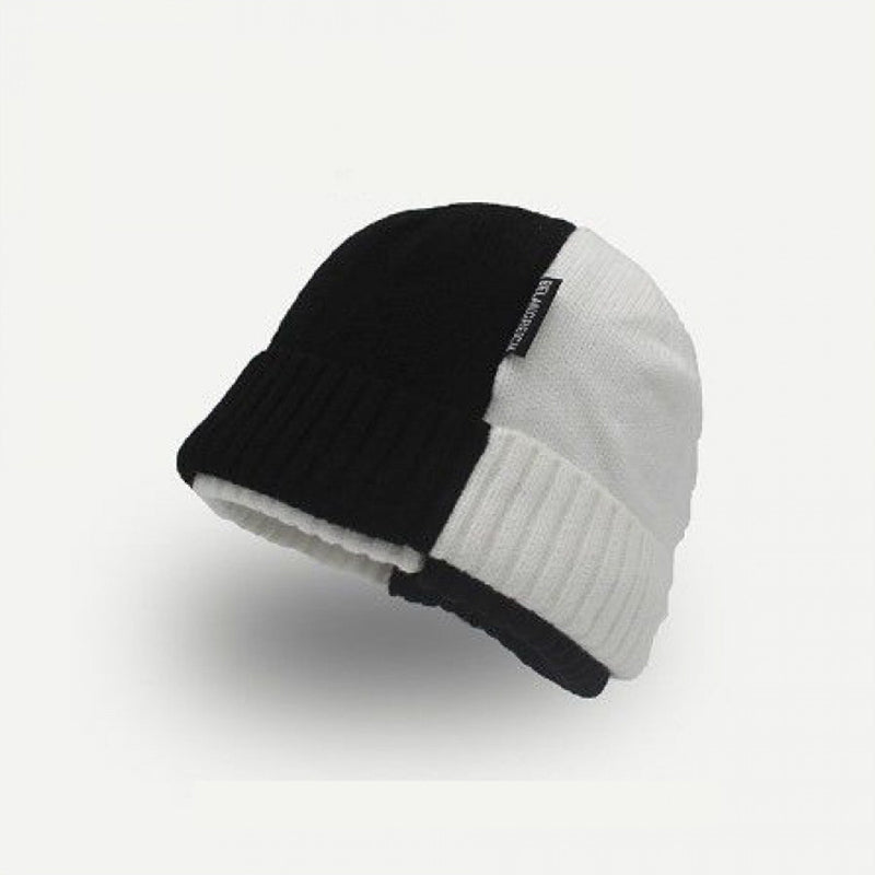 Trendy Color Matching Fake Double-Layer Warm Knitted Hat