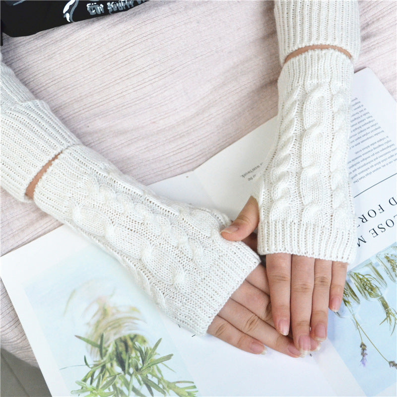 Spring Jacquard Knitted Half-Finger Gloves