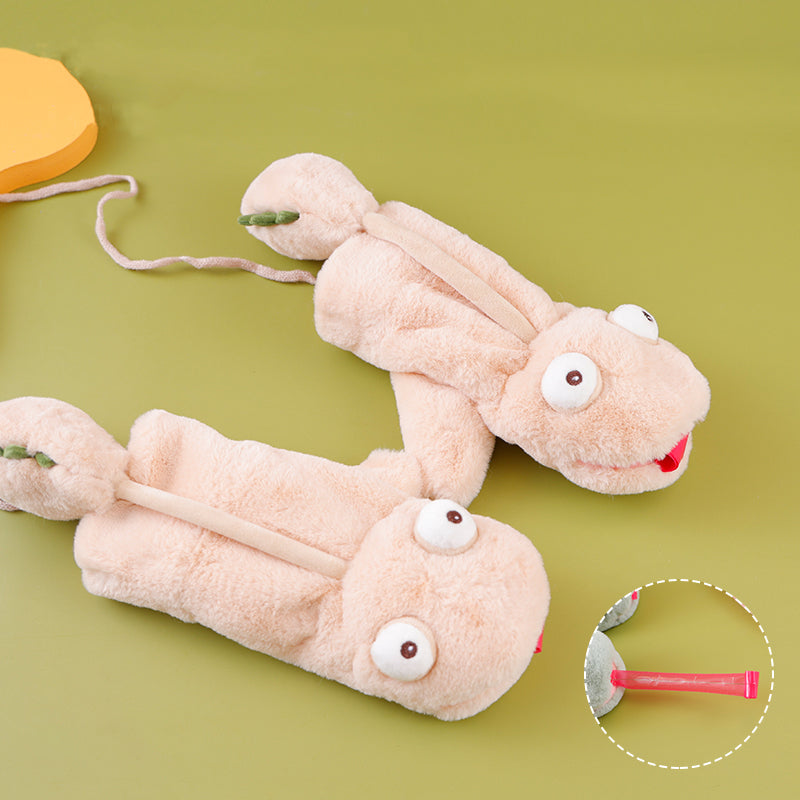 Artificial Rabbit Fur Cute Lizard Tongue Out Warm Mittens