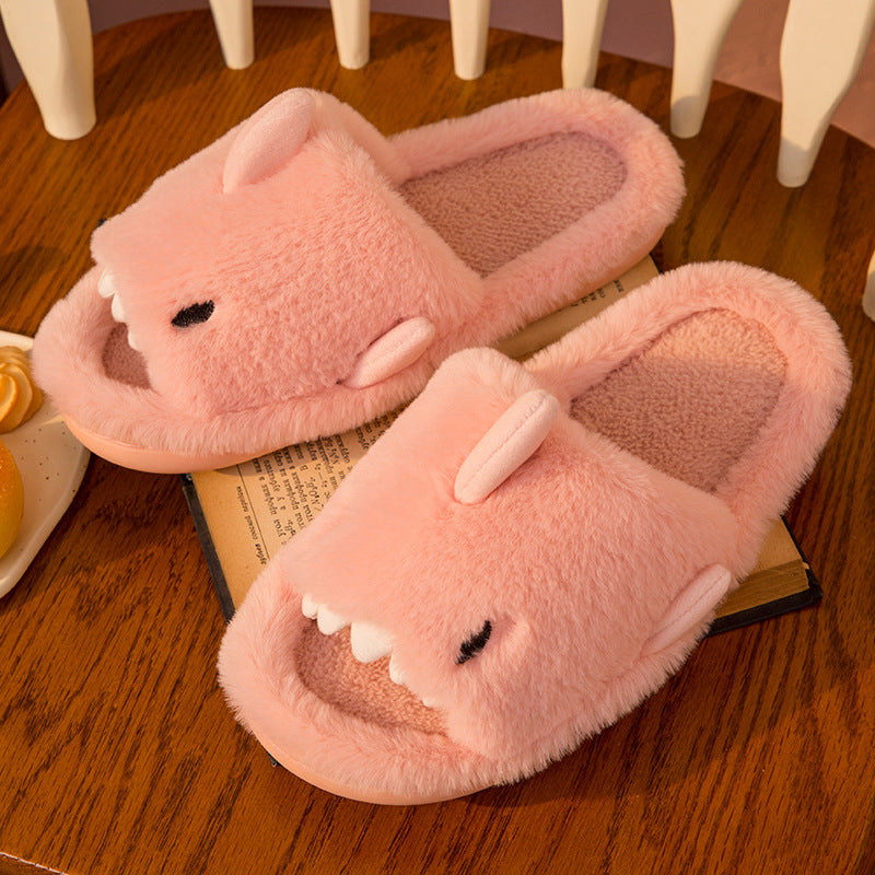 Cute Cartoon Shark Plush Slippers For Home