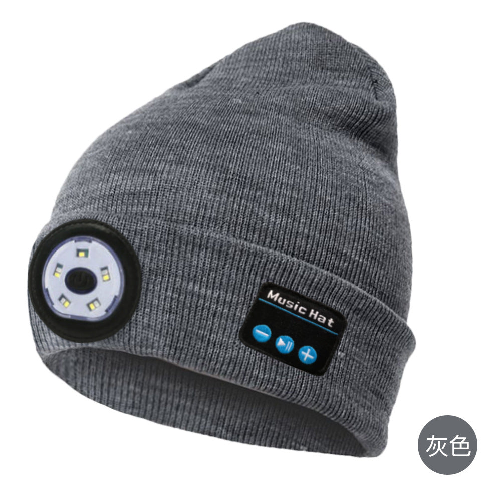 LED Lamp Knitted Hat Bluetooth 5.0 Wireless Headset Hat