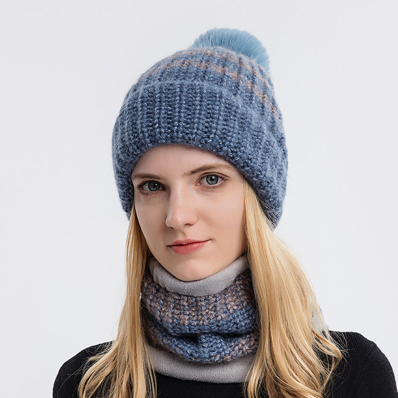 Fashion Parent-child Knit Scarf Hat Set For Cold Weather