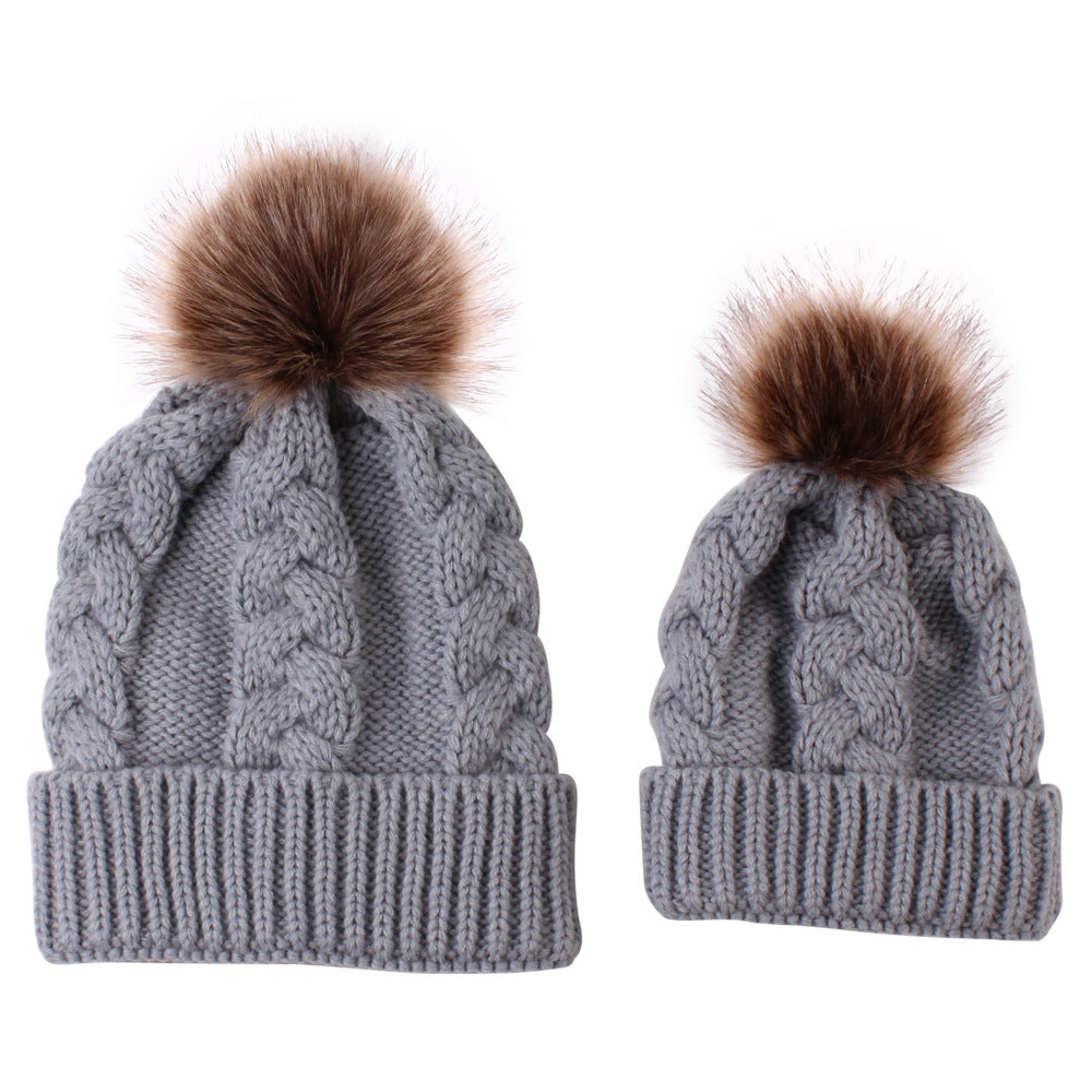 2PCS Winter Fashion Parent-child Knit Hat