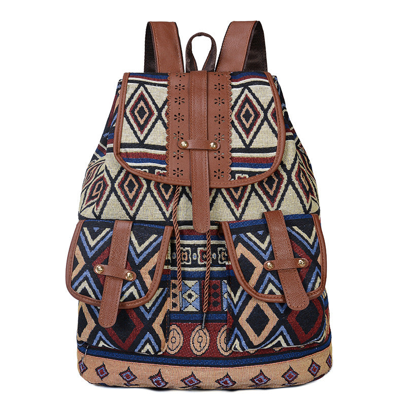 Vintage Jacquard Canvas Backpack