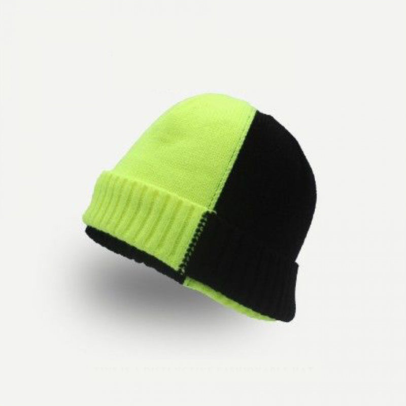 Trendy Color Matching Fake Double-Layer Warm Knitted Hat