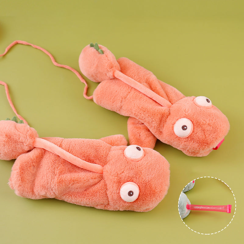 Artificial Rabbit Fur Cute Lizard Tongue Out Warm Mittens