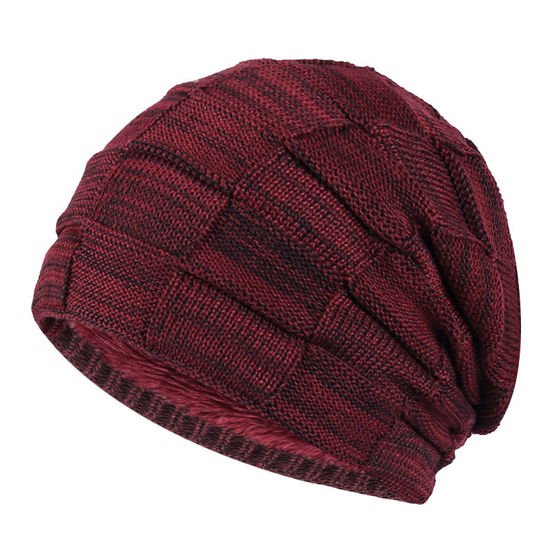 Winter Men Thick Plaid Knitted Hat