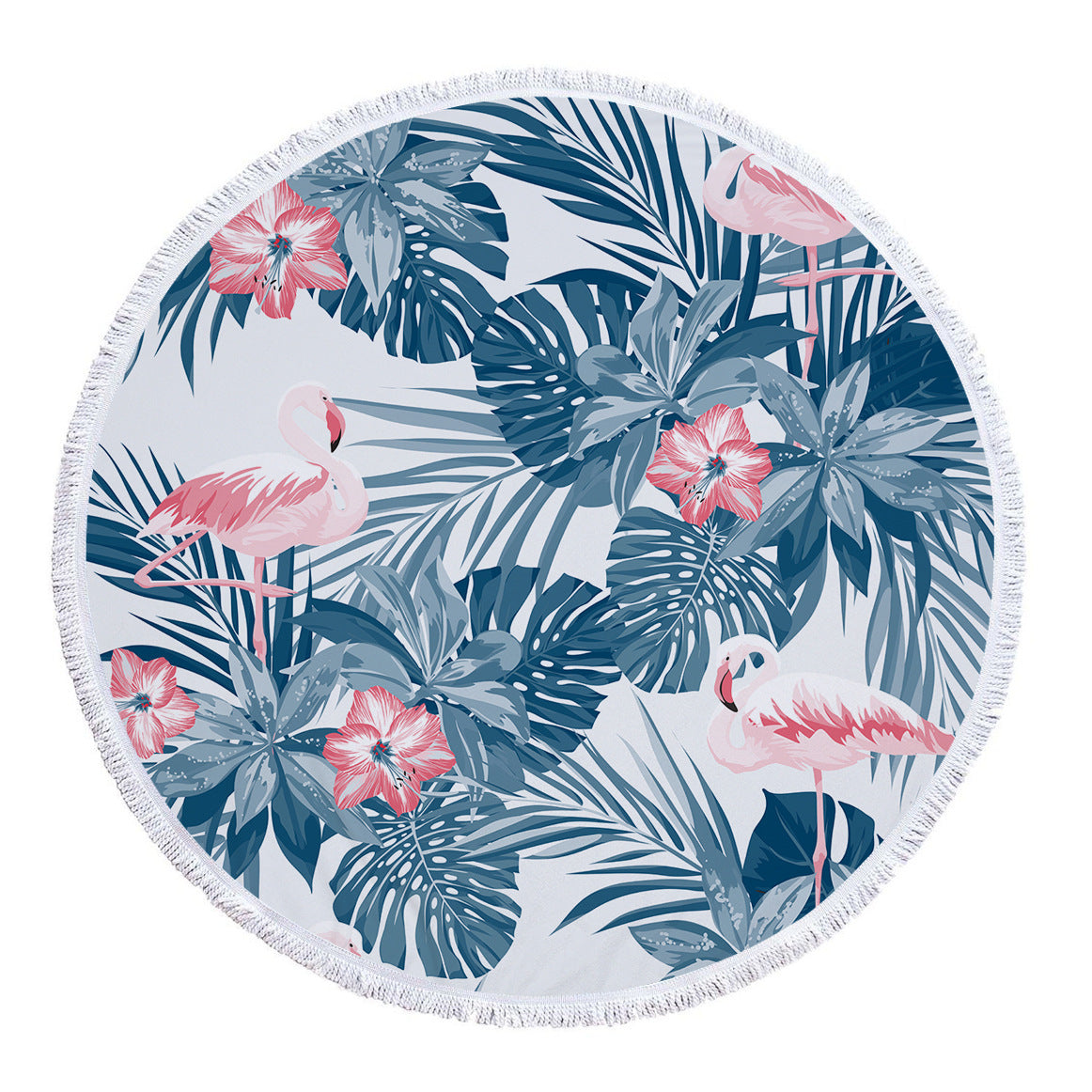 60 inch Diameter Printed Tassel Beach Towel Mat for Home and Outdoor