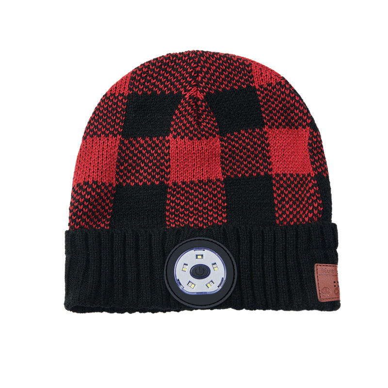 LED Lamp Knitted Hat Bluetooth 5.0 Wireless Headset Hat