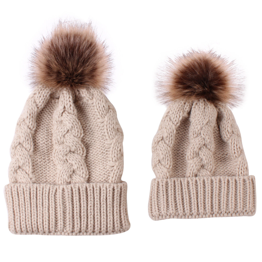 2PCS Winter Fashion Parent-child Knit Hat