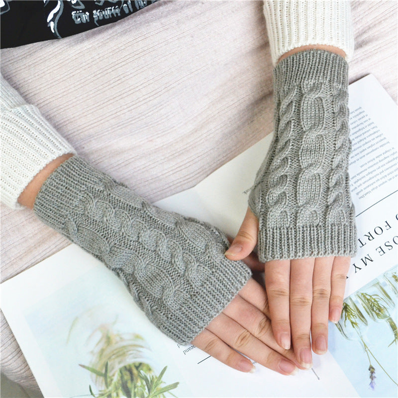 Spring Jacquard Knitted Half-Finger Gloves