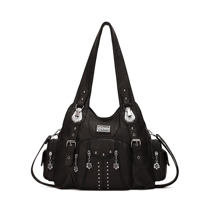 Fashion Large-Capacity Washing PU Shoulder Bag Handbag