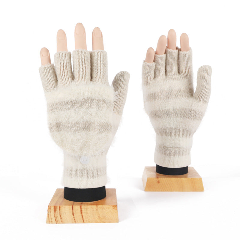 Knit Clamshell Half Finger Warm Gloves
