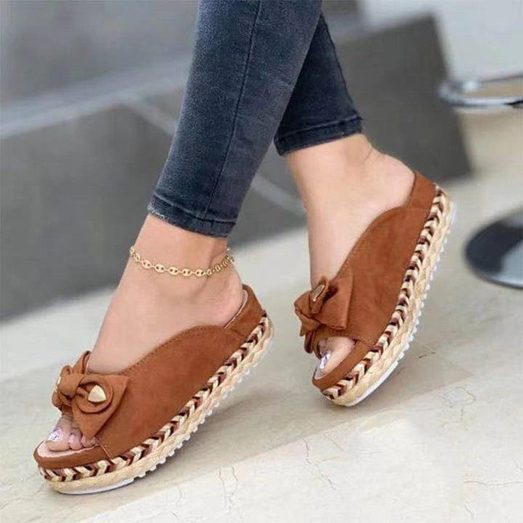 Platform Casual Bow Slippers