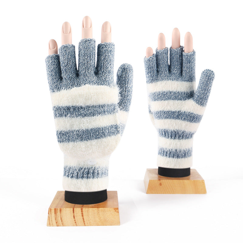 Knit Clamshell Half Finger Warm Gloves