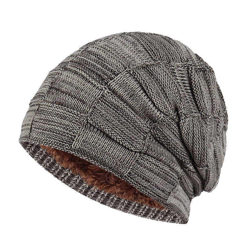 Winter Men Thick Plaid Knitted Hat