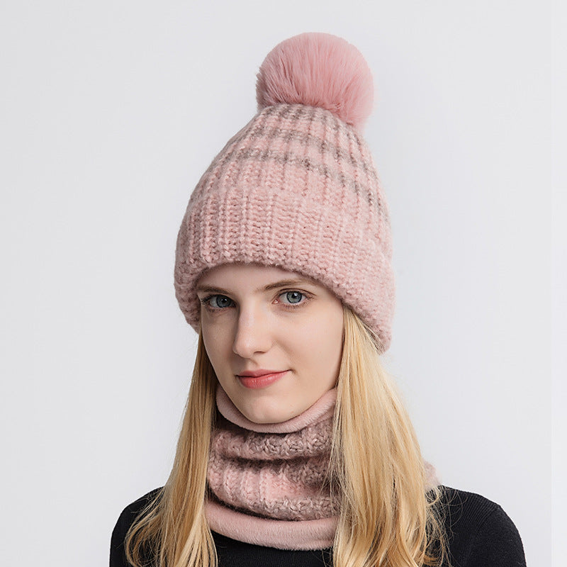 Fashion Parent-child Knit Scarf Hat Set For Cold Weather