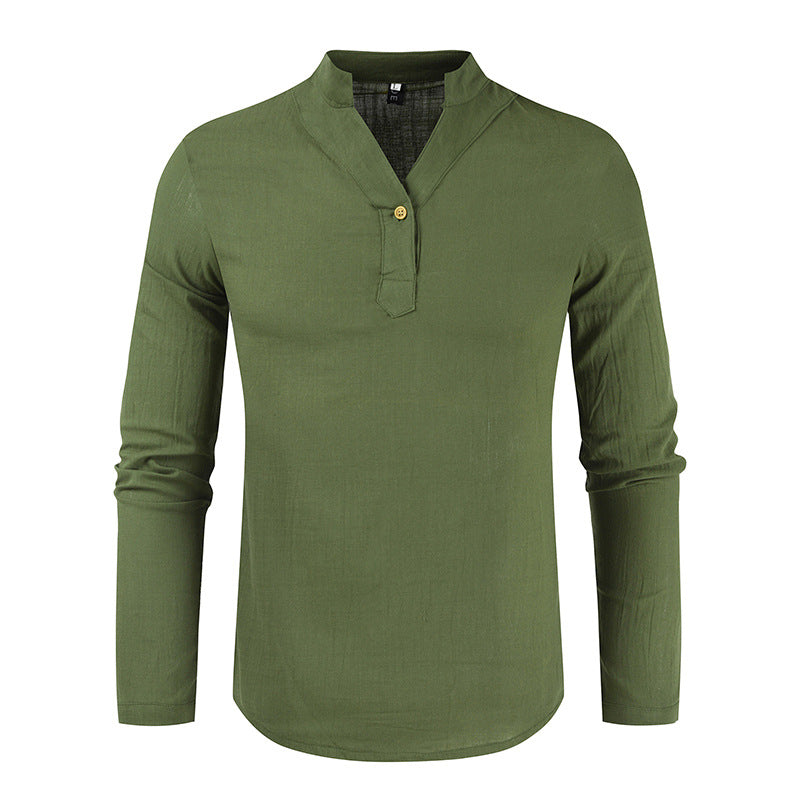 Solid Color Cotton  Simple Shirt